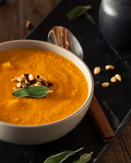 Roasted Carrot & Ginger Soup with Sour Cream | Easy Garden to Table Recipe